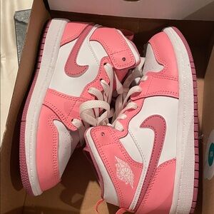 Jordan Kids Pink and White Sneakers